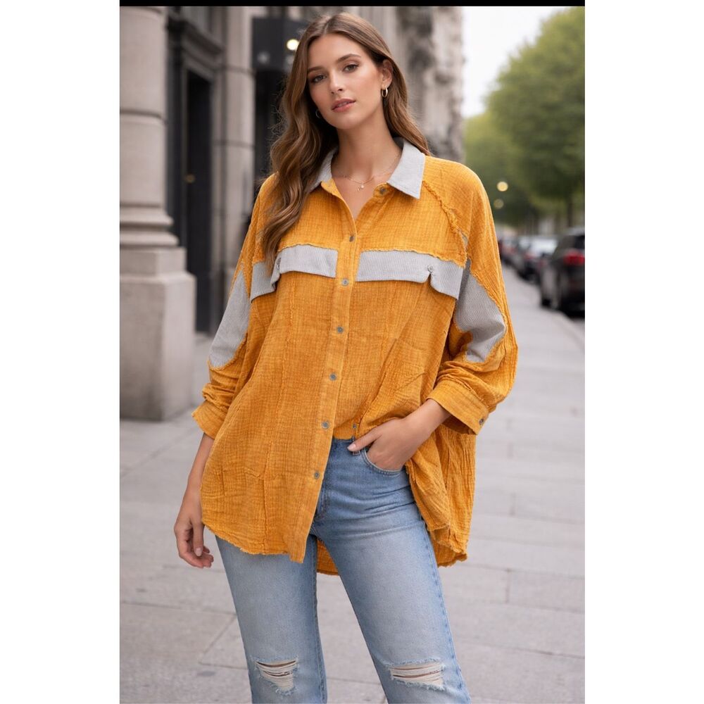 Boutique Brand Boho Button Down Top Size M/L NWT